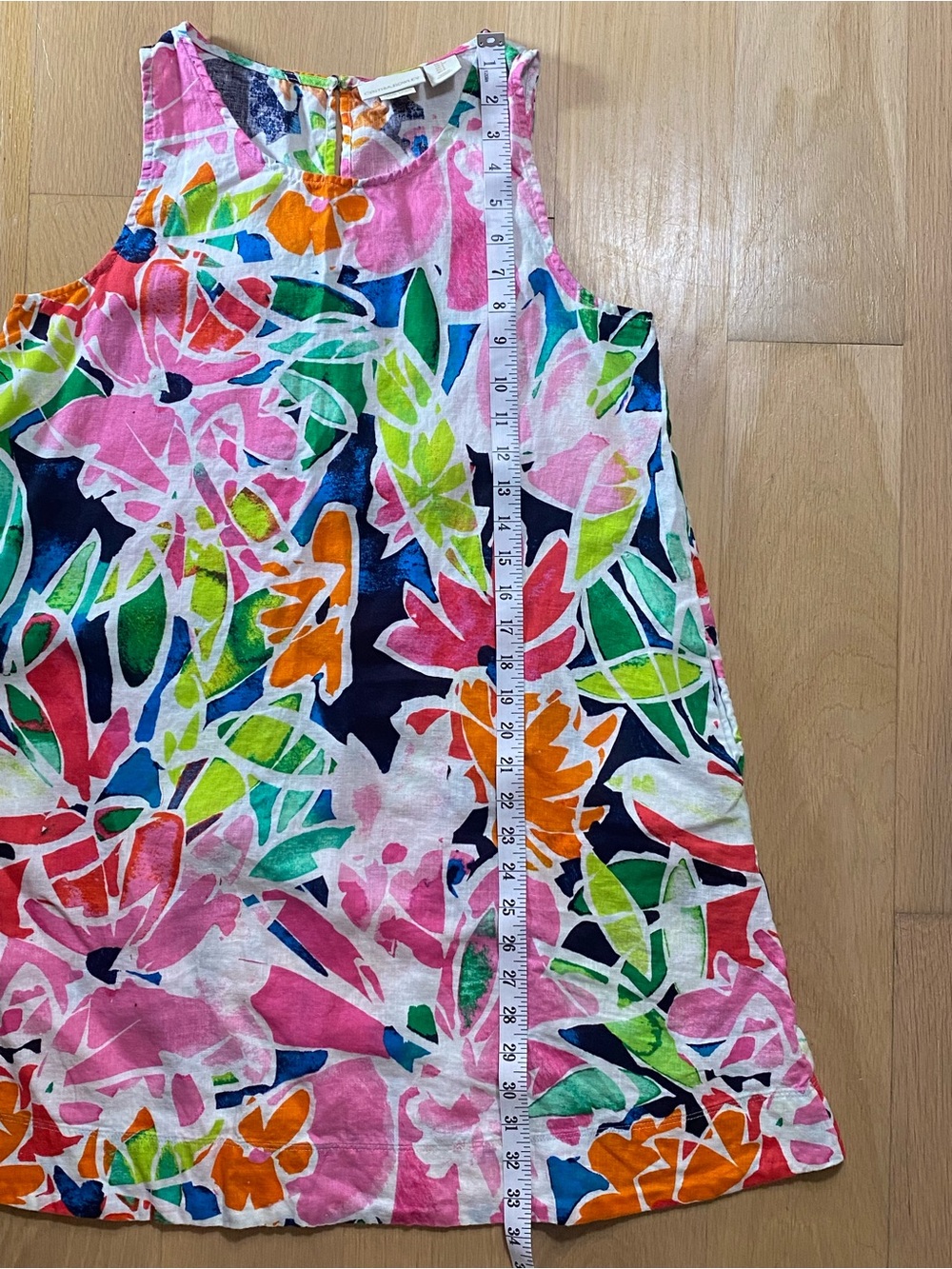 Cynthia Rowley Tropical Bright Vibrant Floral A-Line Shift Linen Dress Small - Picture 8 of 9